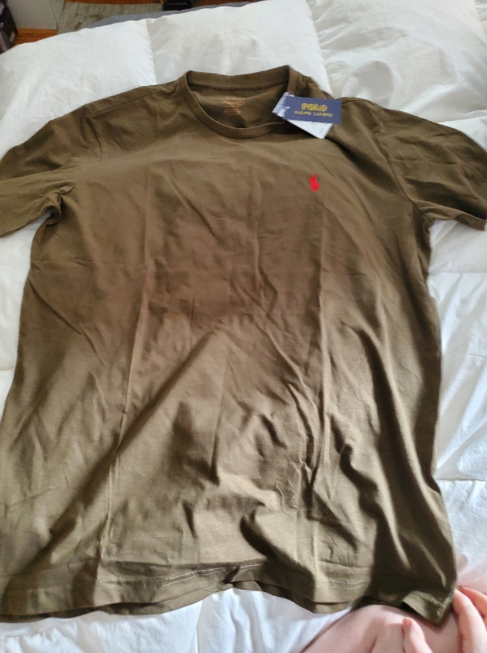 Ralph Lauren Olive Green Short Sleeve Tee with Red Pony